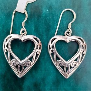 925 Sterling Silver Drop Earrings Heart